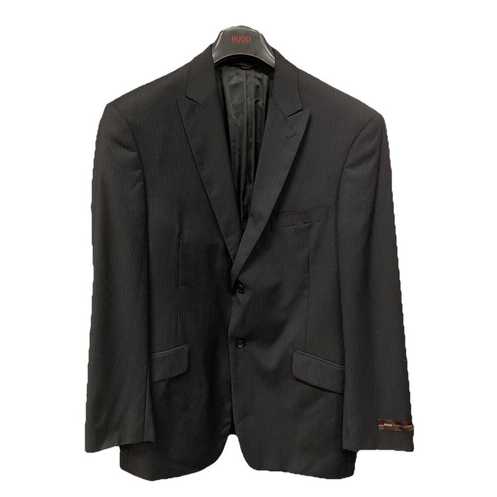 BCBG Attitude Arthur Black Striped 2 Button Blazer 42R Modern Fit Coat